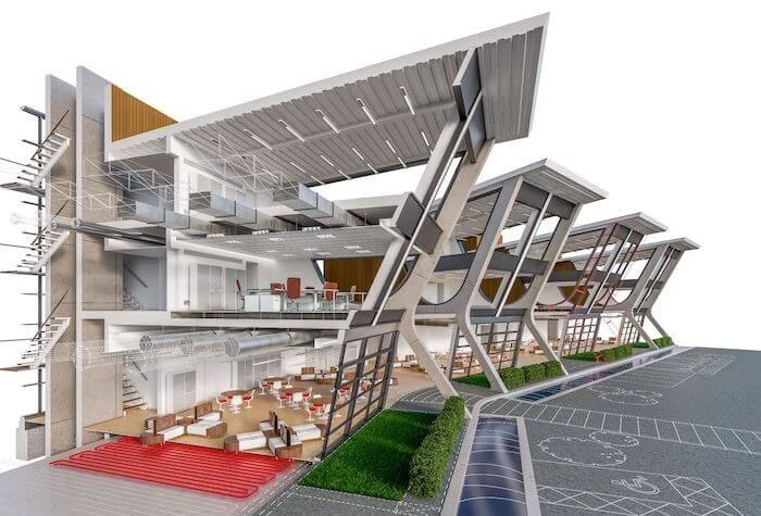 Illustration of the interior of a building
