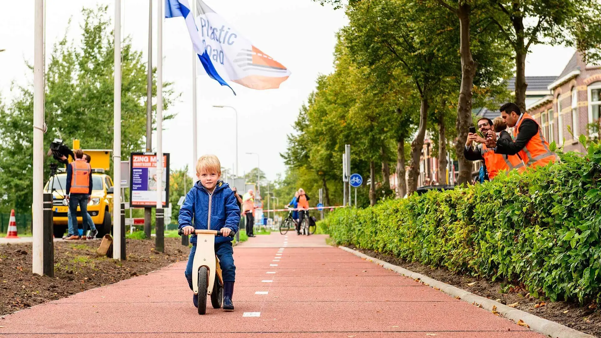 child riding a bike on a PlasticRoad
