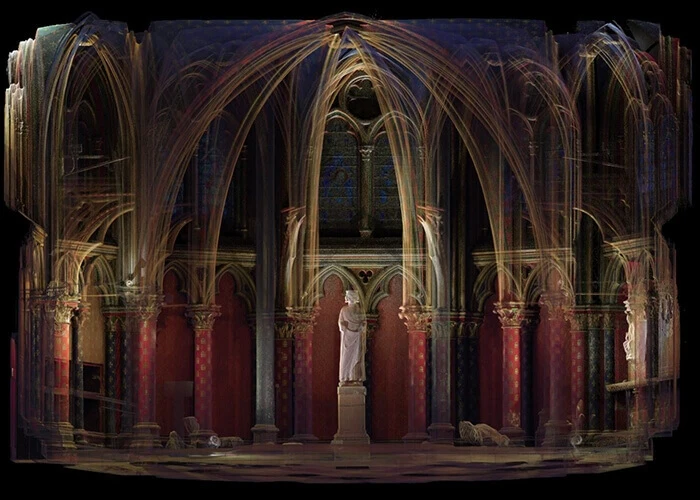 Numérisation 3D : la Sainte Chapelle à Paris reproduite en nuage de points.