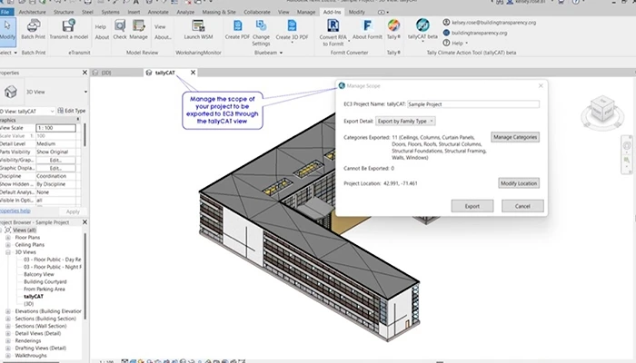 La herramienta tallyCAT ya integra la calculadora de carbono incorporado en la construcción EC3.