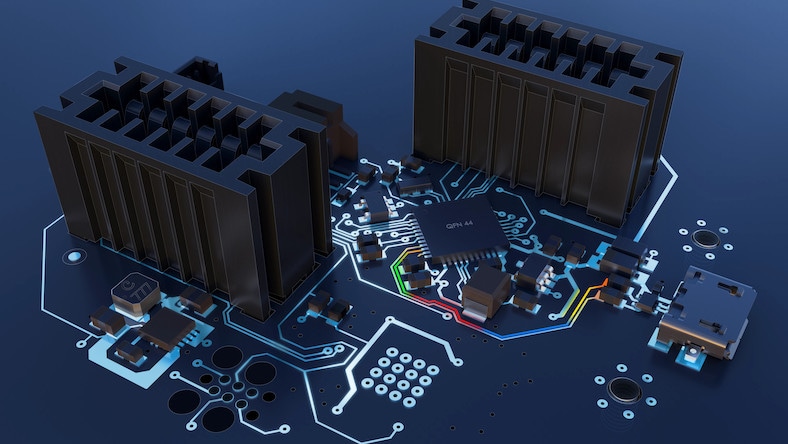 An illustration of complex electronics.