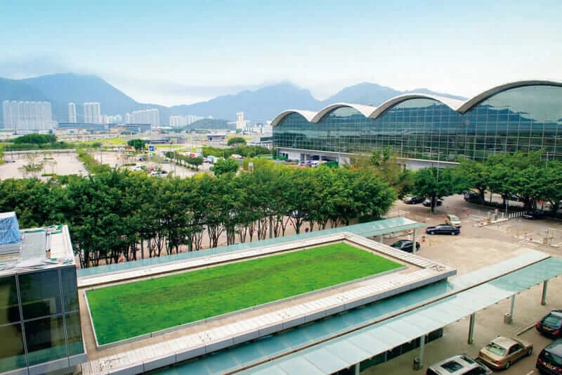 3D renderings of Hong Kong International Airport's green rooftop