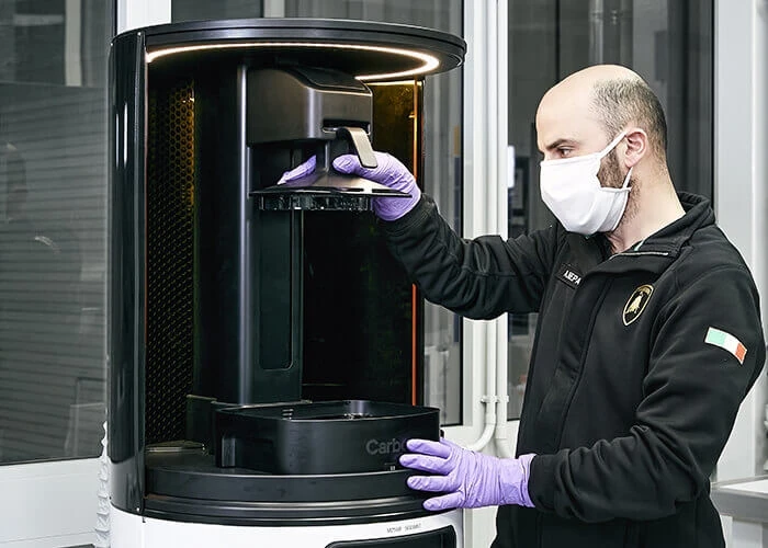 3D printing medical shields at Lamborghini factory