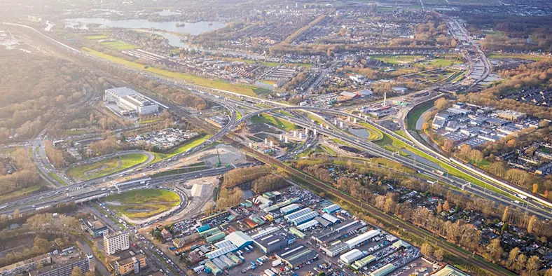 A bird's eye image of highways