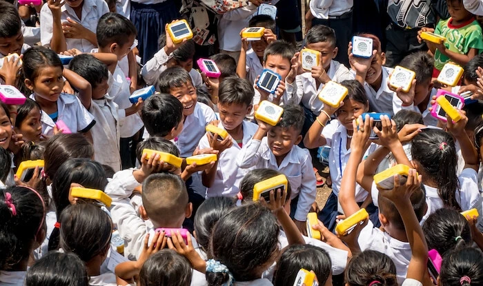 Kids in Prek Toal Floating Village in Cambodia