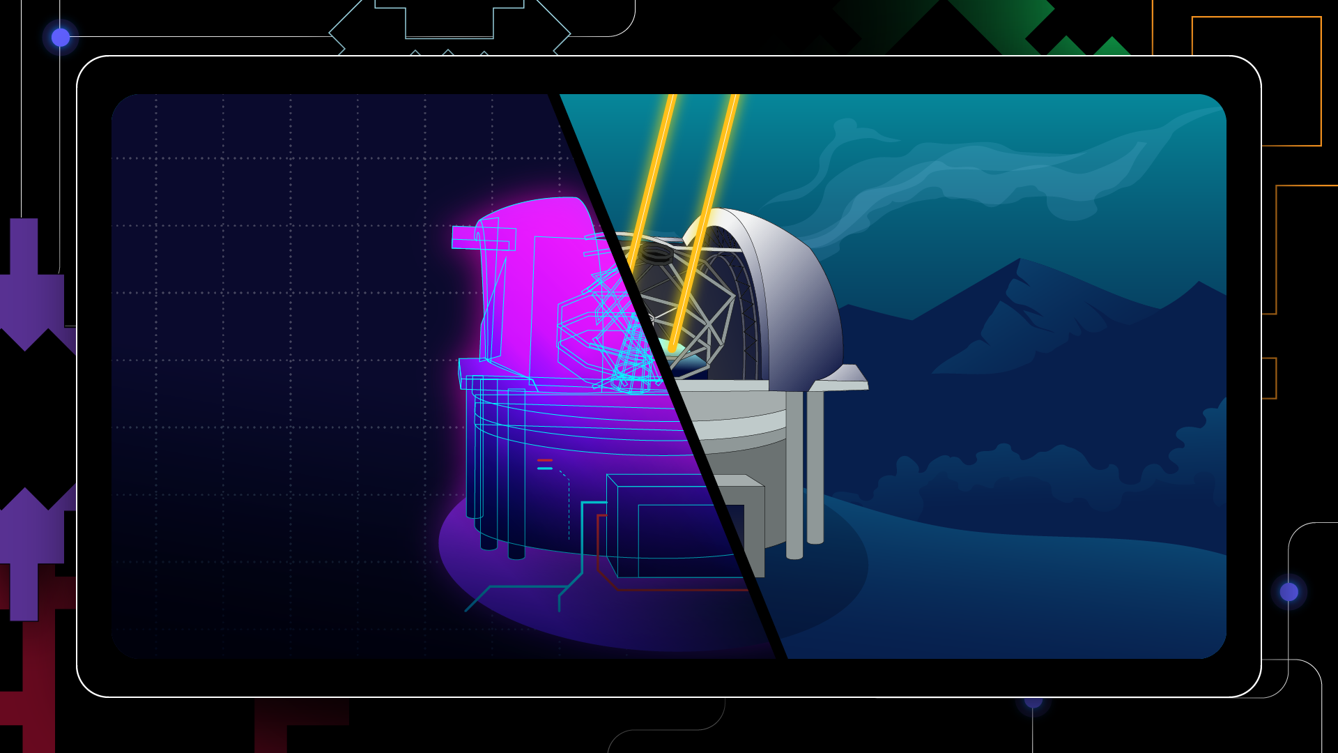 Graphic illustration of the European Space Observatory's Extremely Large Telescope.