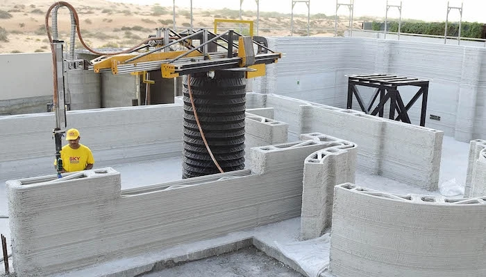 3D printing building construction structure in progress