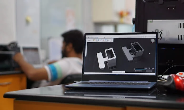 Computer screen showing a generative design 3D model