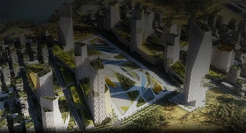 a rendering of a sustainable city