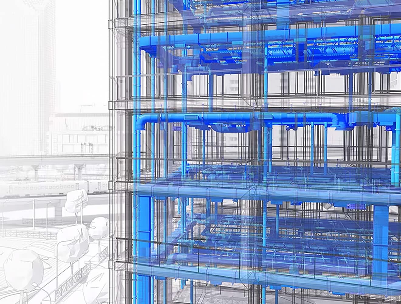 Rendering of building mechanical system 