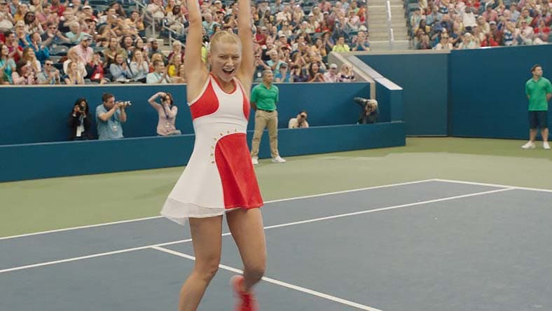 Compositing software still of jubilant young woman tennis player from Love 40 by 9th Street Films