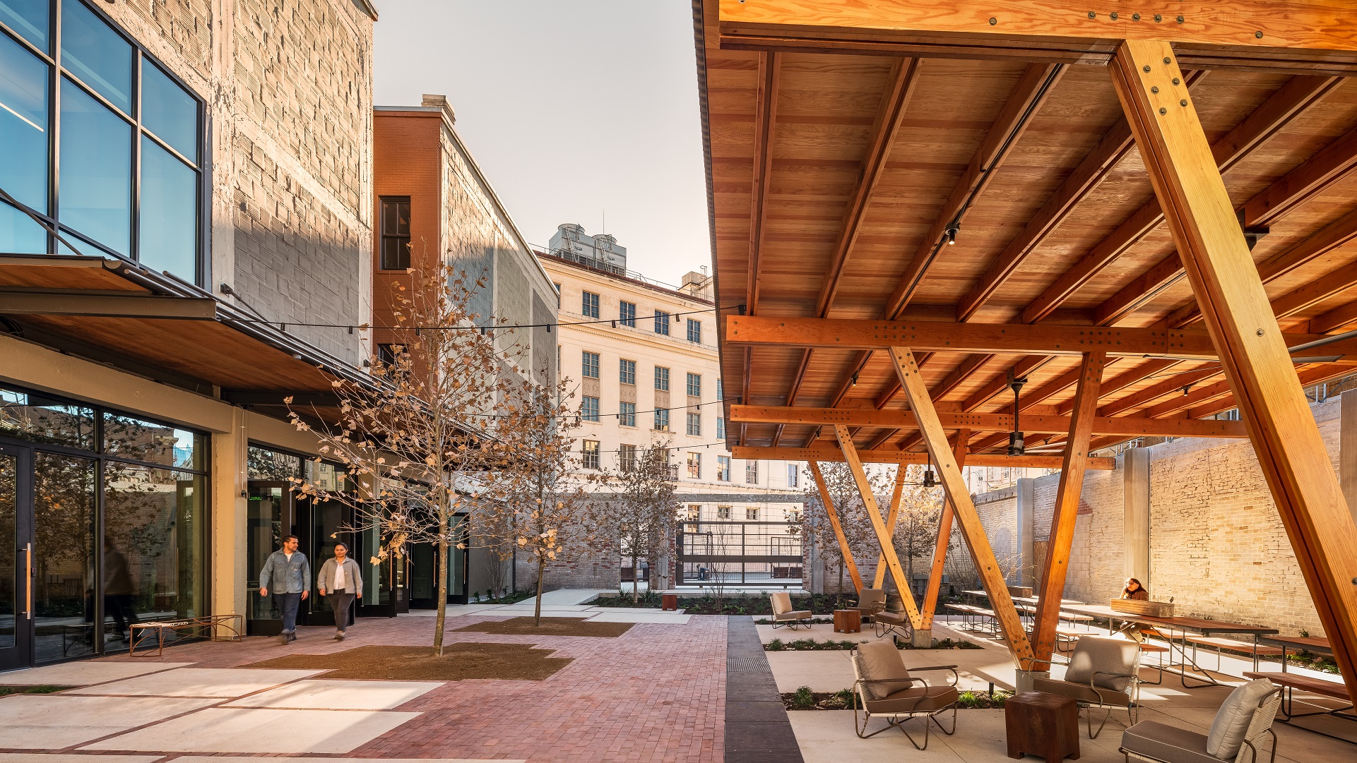 Courtyard structure next to Lake|Flato headquarters in San Antonio, Texas