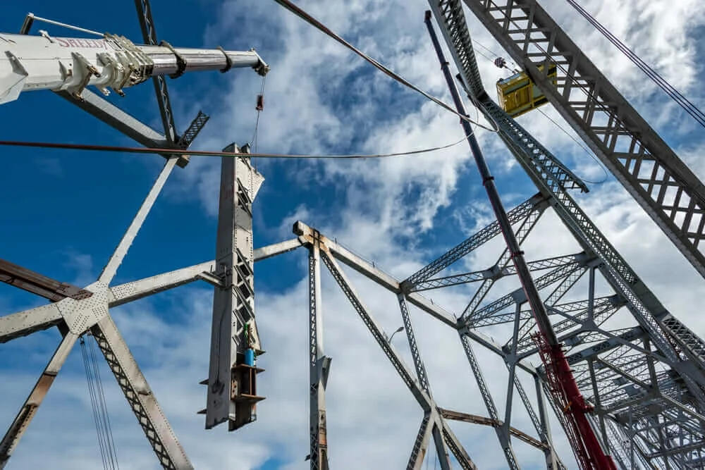 Pieces of the Bay Bridge during disassembly