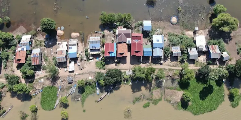Steung Chrov community in the Kampong Chhnang province of Cambodia after its electrification from an Okra Solar mesh grid