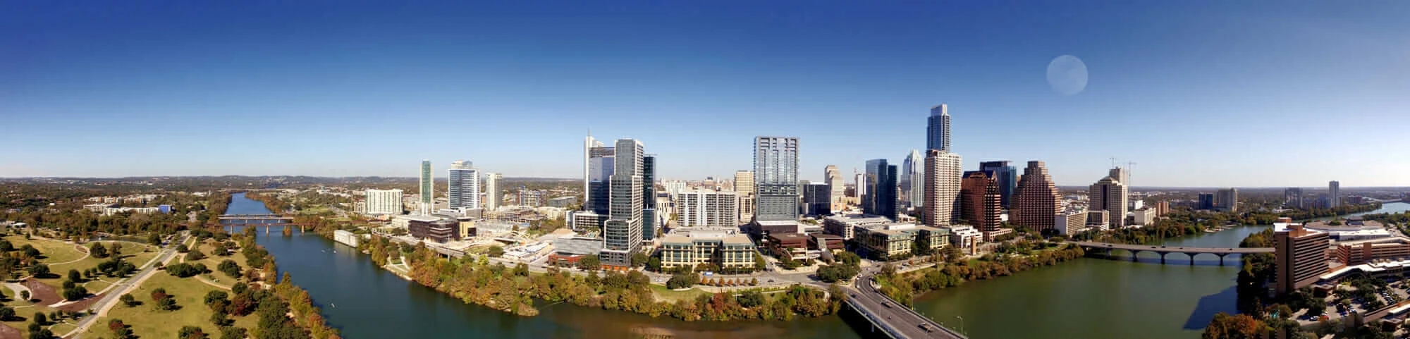 A panoramic view of downtown Austin, Texas.