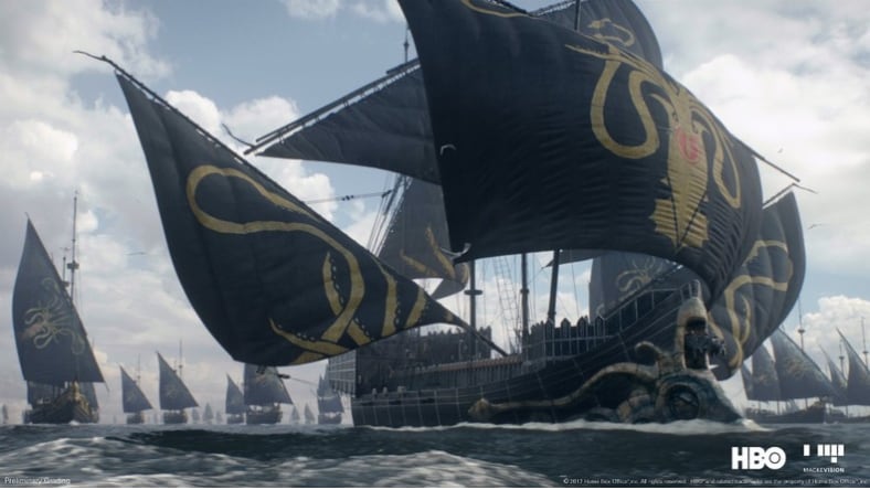 A digital rendering shows a massive fleet of ships from <i>Game of Thrones</i> Season 7.