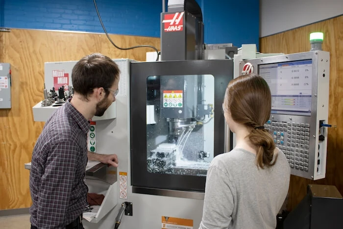 betsy and mike jasper use Haas Mini Mill drilling and cooling machine