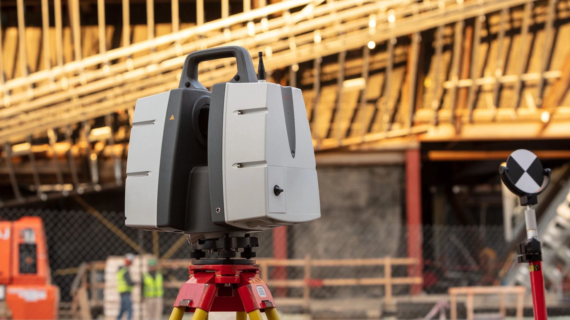 A 3D scanner is on a construction site.