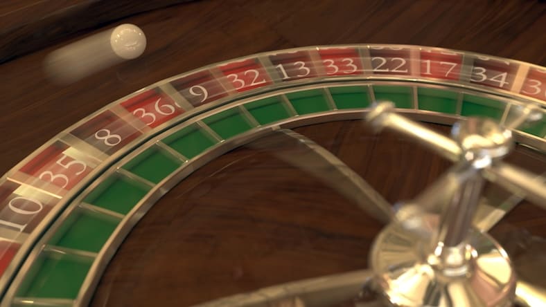 A rendering of a roulette table demonstrates motion blur.