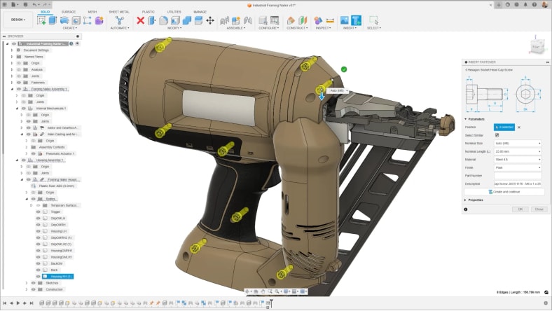 Fastener replacement in Autodesk Fusion