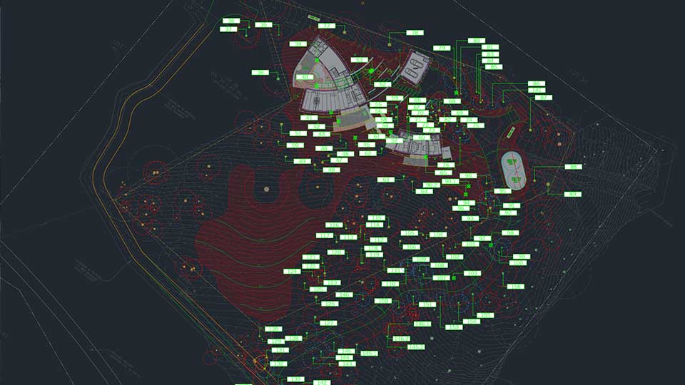 Tree protection plan in AutoCAD. Courtesy of Munden Fry Landscape Associates.