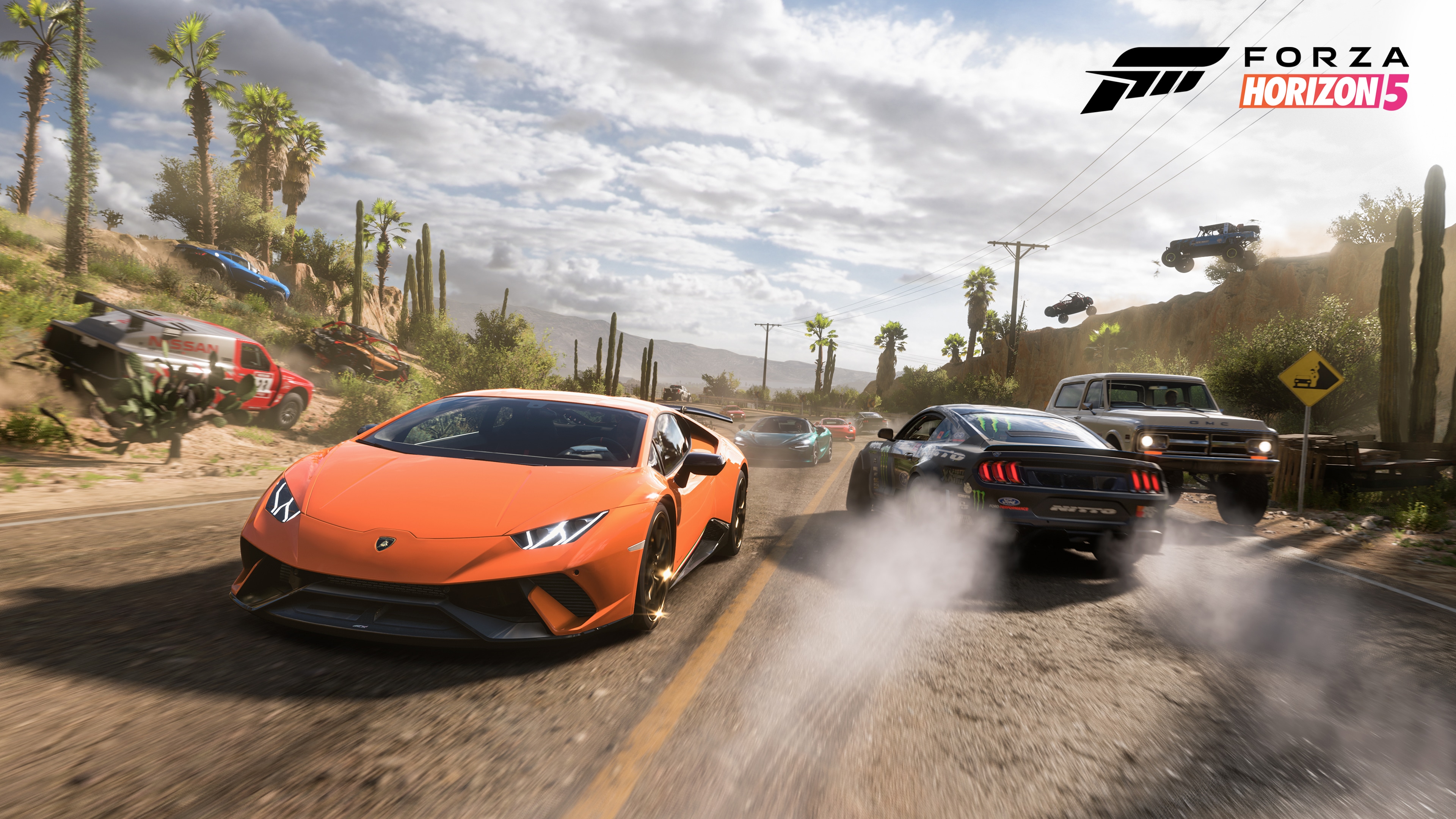 cars passing each other in a scene from Forza Horizon 5