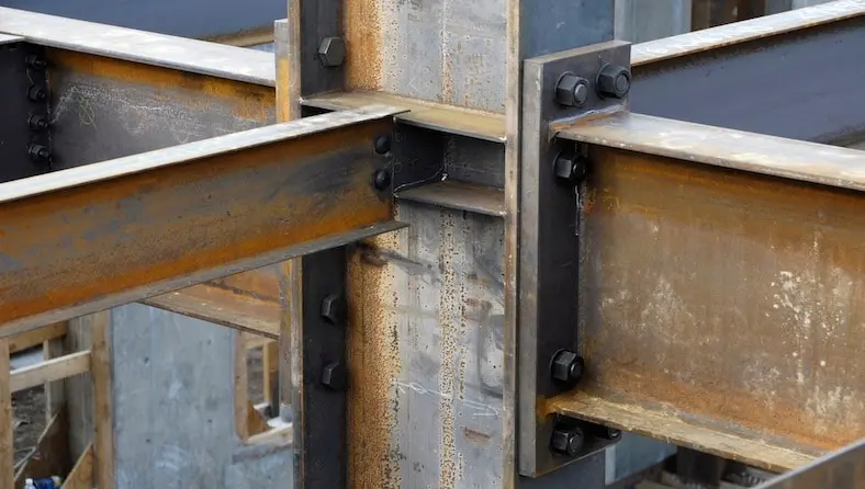 H-beams support a building’s structural elements.