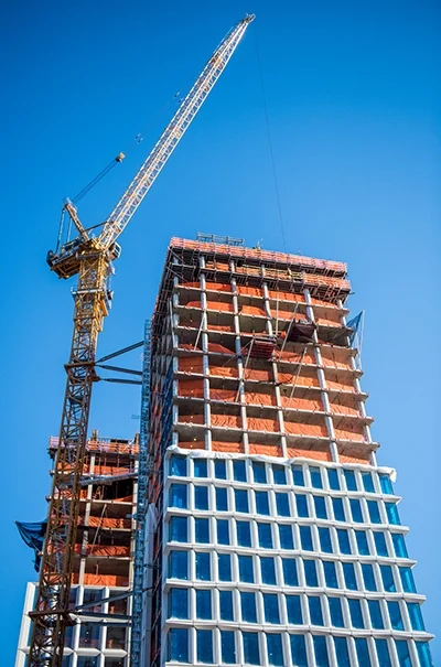 Crane and building under construction