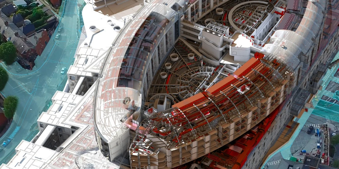 Rendering of an oval construction site