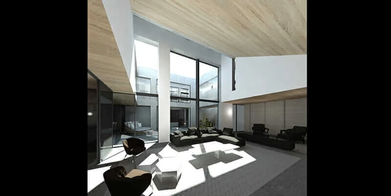 設計中の住宅を、日照も含めてレンダリングしたところ