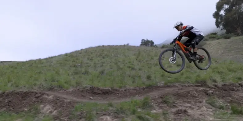 SRAM crank arm bicyclist on trail