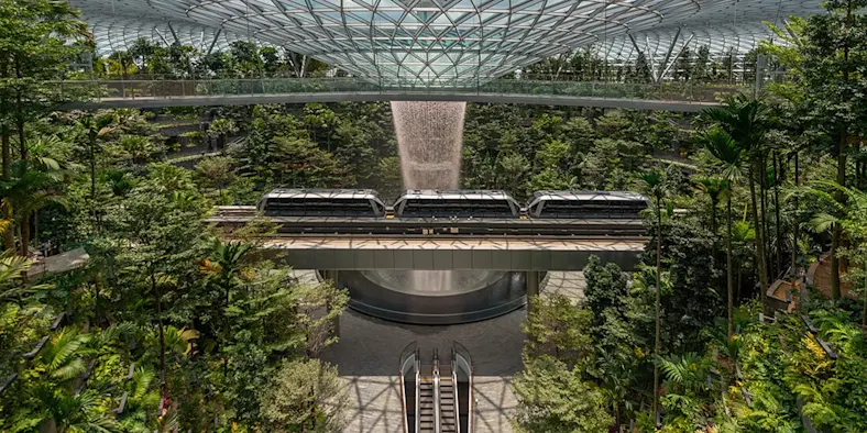 The new mixed-use space at Singapore’s Jewel Changi 3D rendering airport safety measures