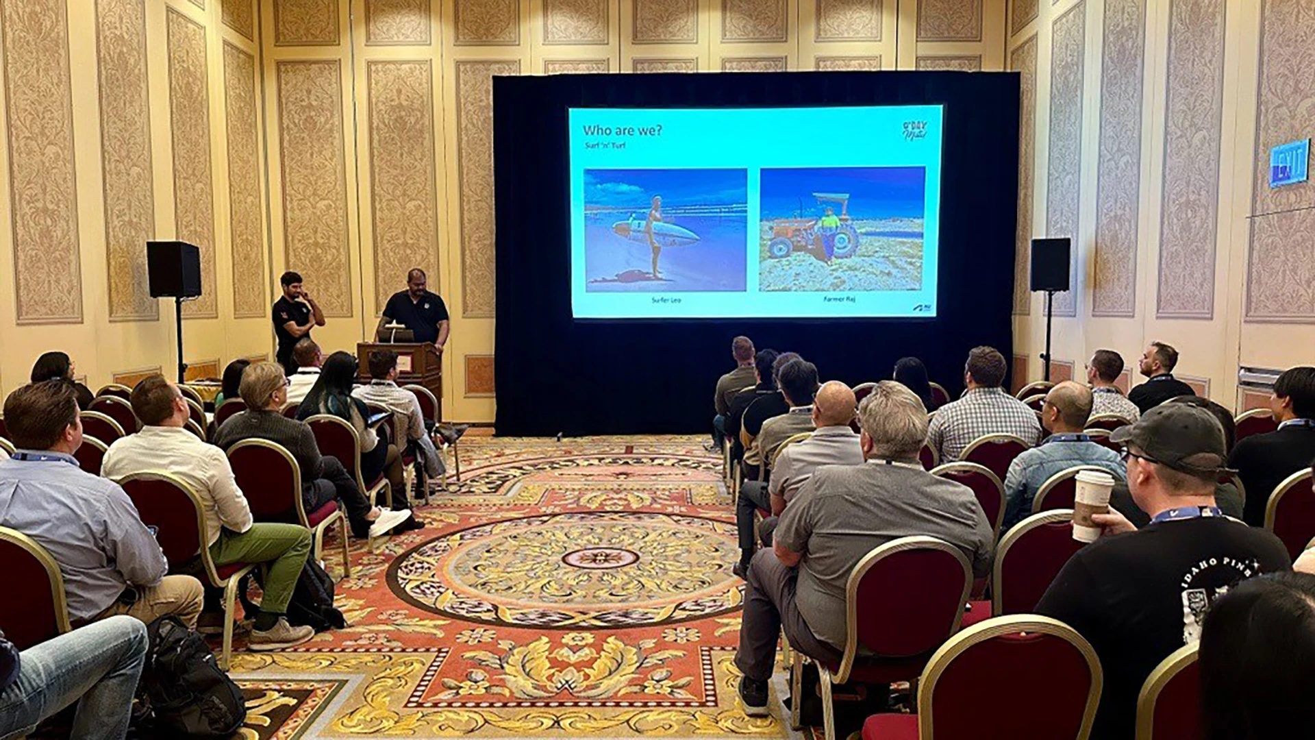 Engineers watch a presentation