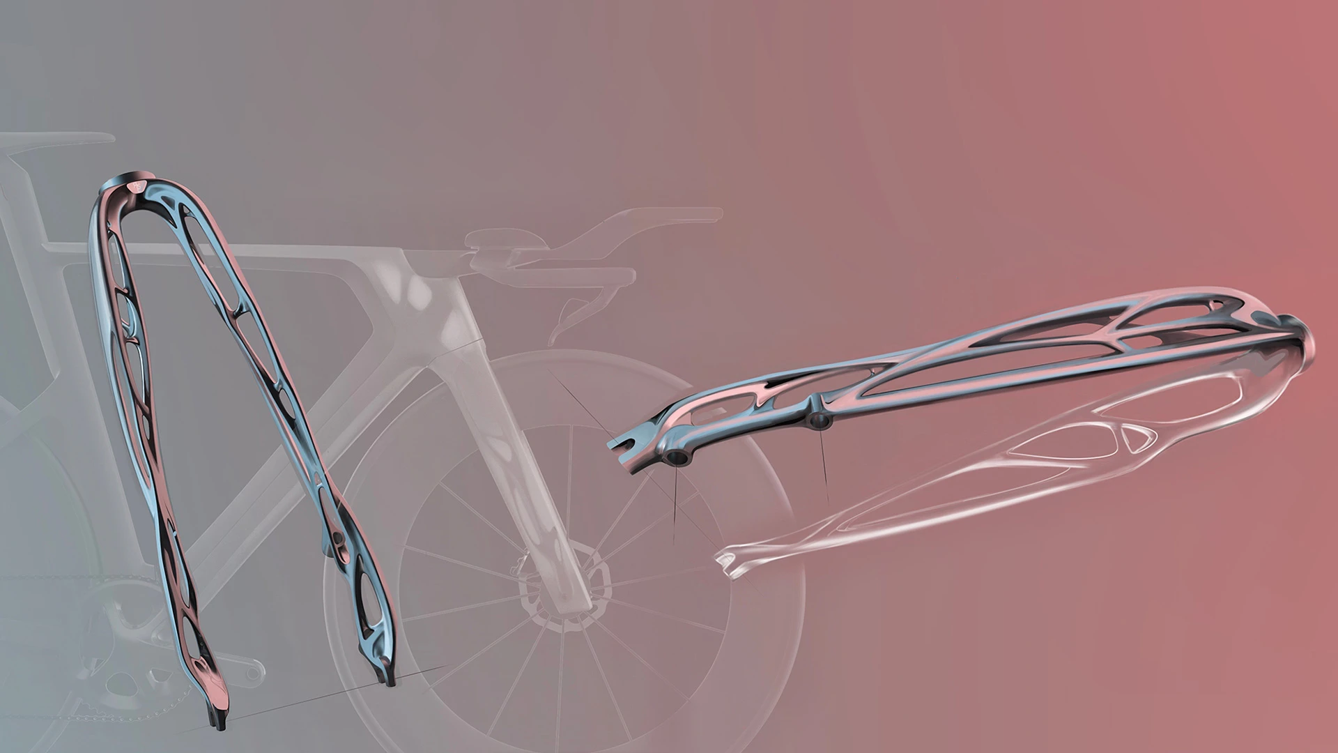 Rendering of Decathlon bike parts designed with AI