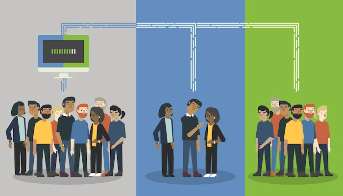 In an illustration, people are grouped by persona.