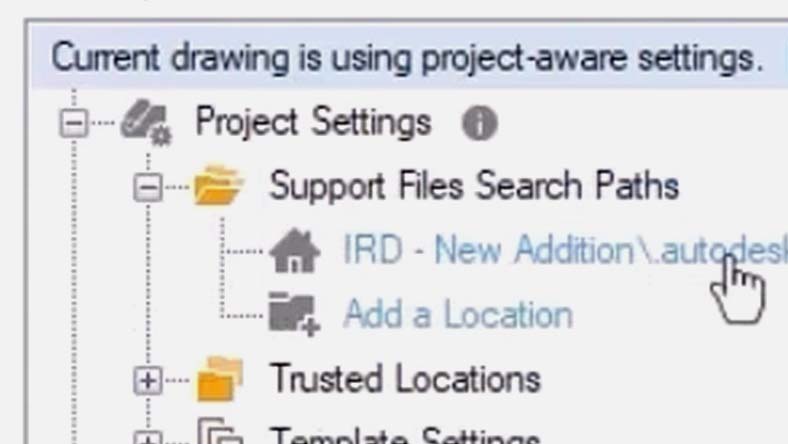 Autodesk Docs project setup with connected support files.
