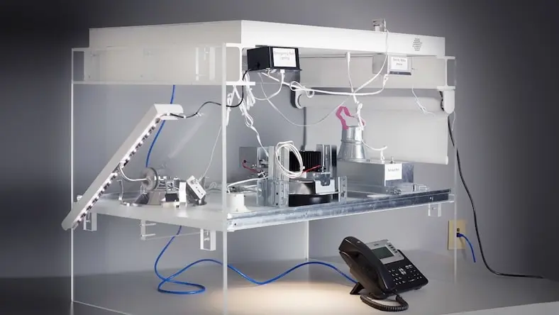 A prototype smart building structural panel integrates electrical, IT, security, audio-visual, HVAC, and other systems.