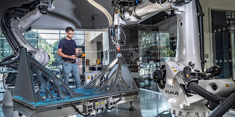 person interacting with advanced machinery