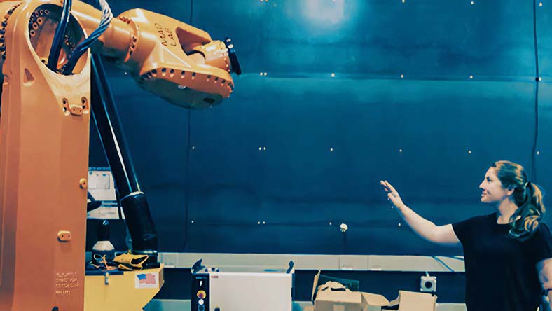 Mimus is an industrial robot programmed to explore and roam