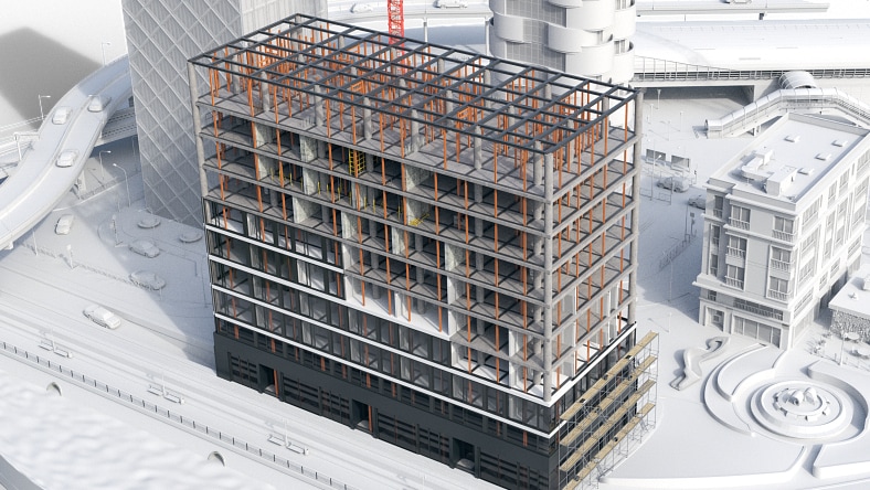 Building model showing build stage