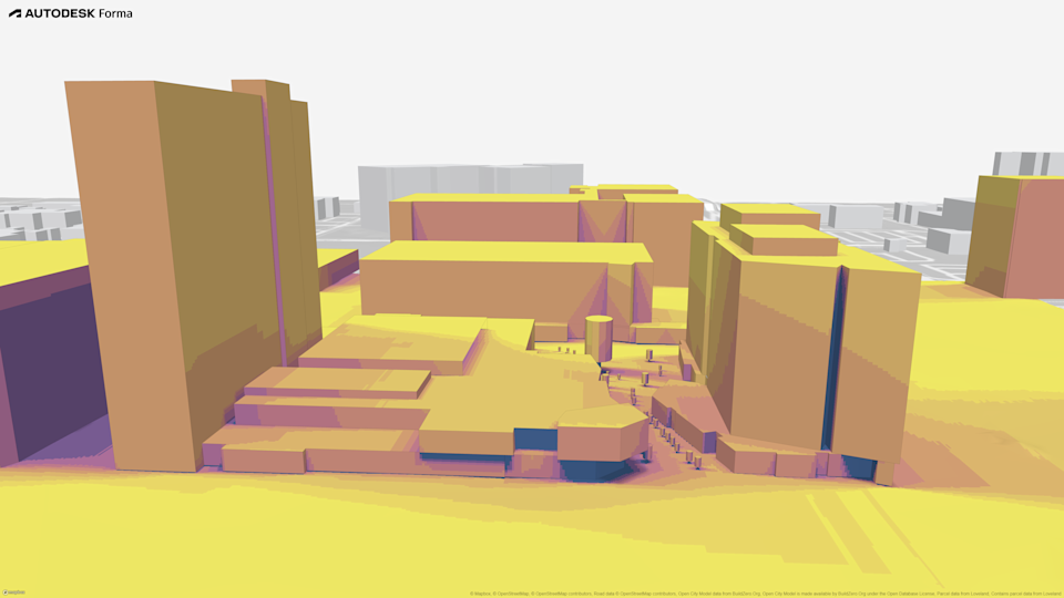 Using data from Forma, such as the sun analysis, the team worked alongside the clients to optimize the design. 