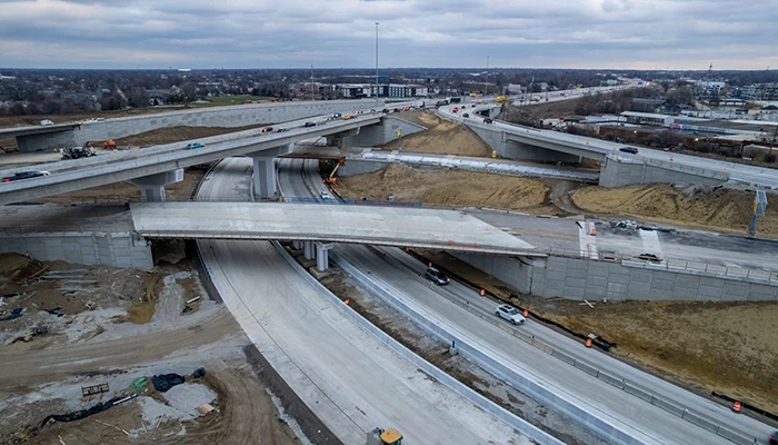 A bridge overpass is being constructed.