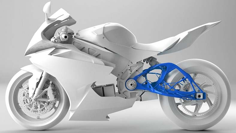 A motorcycle design takes shape.