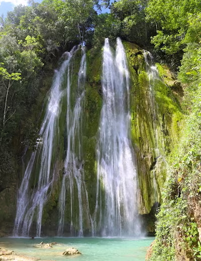 The big waterfall, el limon, in las Terrenas, Dominican Republic