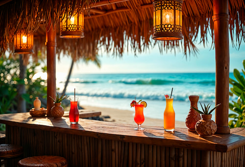 Refreshing cocktails with fresh juices 