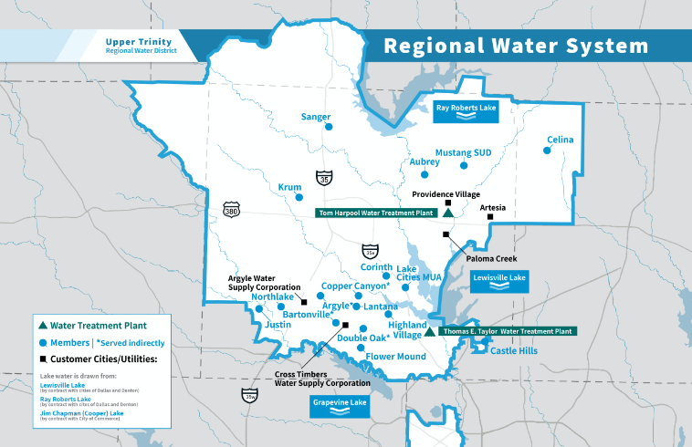 UTRWD Water Member Cities Map