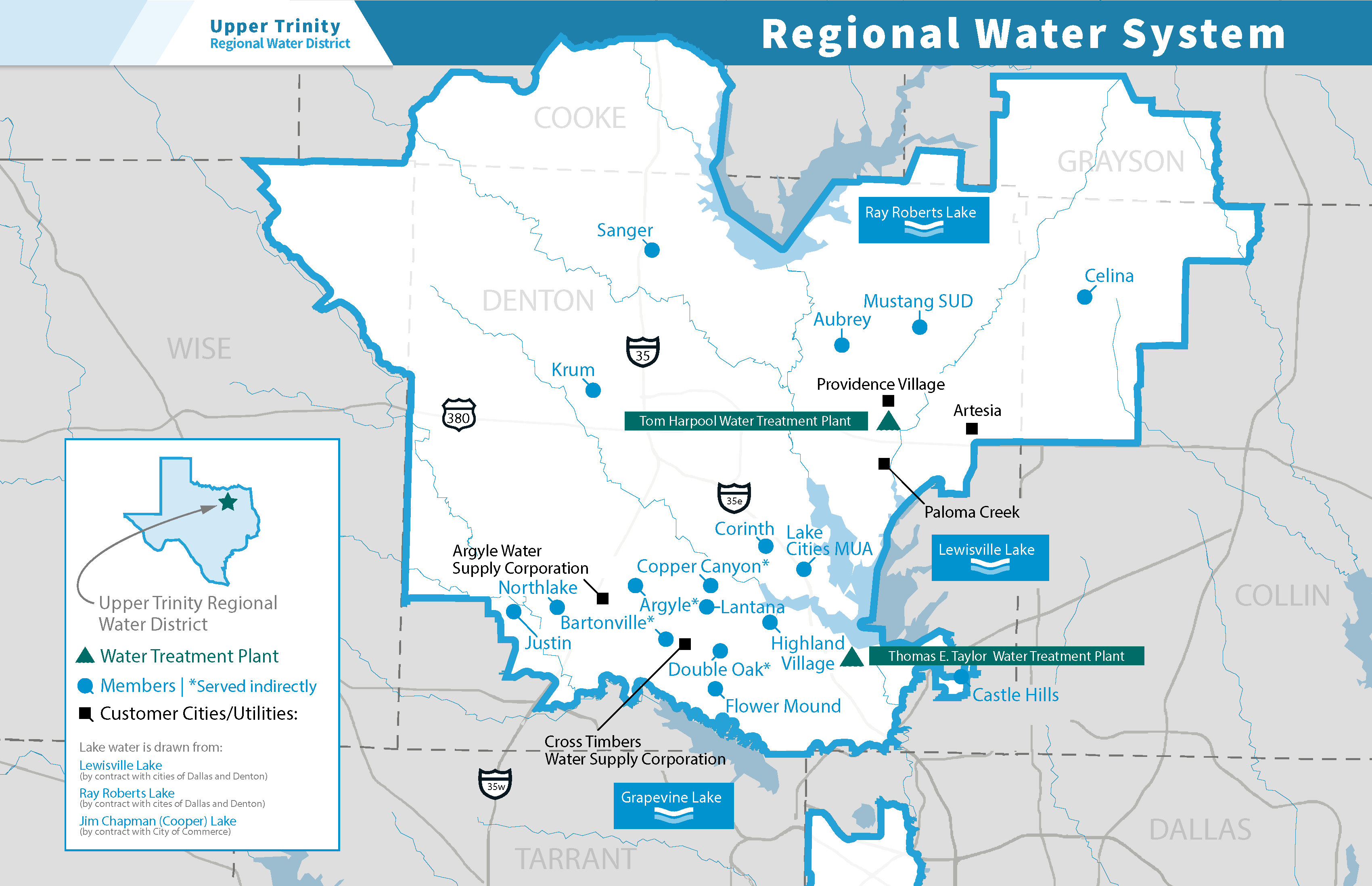 UTRWD Water Member Cities Map