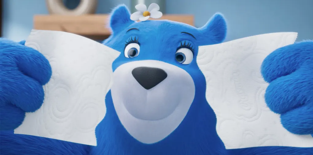 Molly bear tearing Smooth Tear toilet paper