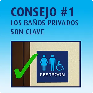 Señal de baño privado con marca de verificación