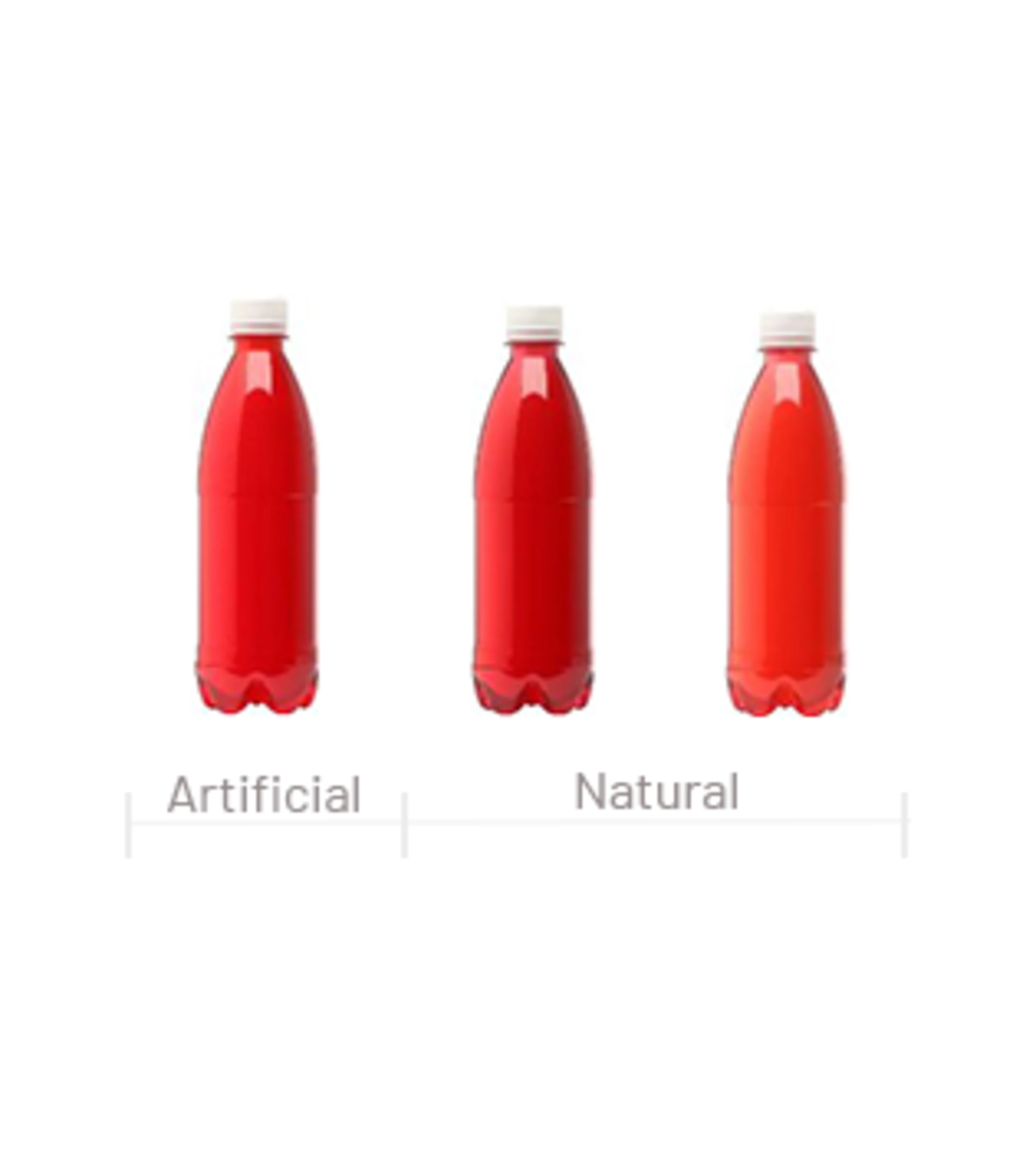 Red pwd SD color swatch From left to right, this powdered soft drink is colored with FD&C Red 40 (Allure Red), black currant and sweet potato.